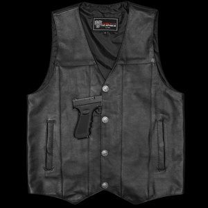 Men's Premium Cowhide Leather Plain Side Buffalo Nickel Vest